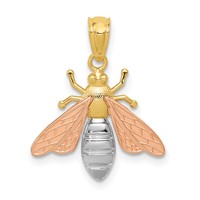 14K Two-tone with White Rhodium Polished Bee Pendant view 1