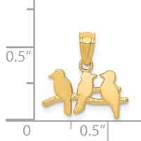 14K Polished Three Birds on a Branch Pendant view 4