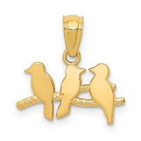 14K Polished Three Birds on a Branch Pendant view 1