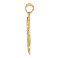 14K Polished Hummingbird with Flower Pendant view 2