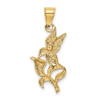 14K Polished Hummingbird with Flower Pendant view 3