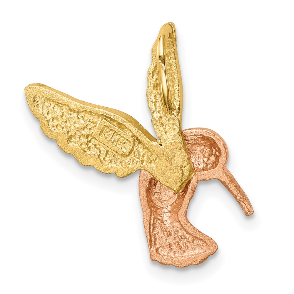 14K Two-tone w/White Rhodium Satin Diamond-cut Hummingbird Slide (K5996)