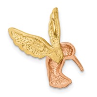 14K Two-tone with White Rhodium Satin Diamond-cut Hummingbird Chain Slide view 4