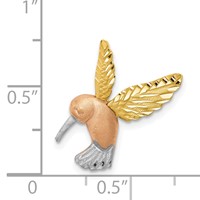 14K Two-tone with White Rhodium Satin Diamond-cut Hummingbird Chain Slide view 3