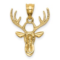 14K Yellow Gold Polished Deer Head Pendant view 4