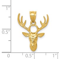 14K Yellow Gold Polished Deer Head Pendant view 3