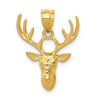 14K Yellow Gold Polished Deer Head Pendant view 1