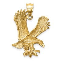 14K Yellow Gold Satin Diamond-cut Eagle Pendant view 3