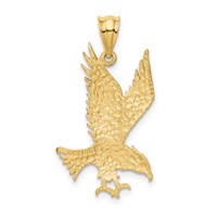 14K Yellow Gold Polished and Diamond-cut Eagle Pendant view 3