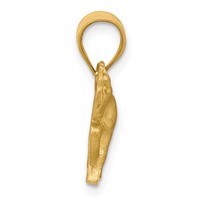 14K Yellow Gold Satin Diamond-cut Horse Pendant view 2