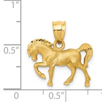 14K Yellow Gold Satin Diamond-cut Horse Pendant view 4