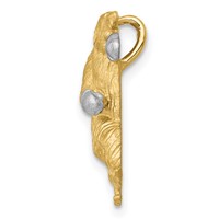 14K and White Rhodium Satin Diamond-cut Boxing Bear Chain Slide view 2