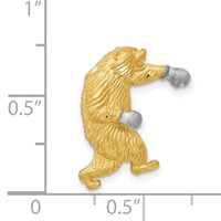 14K and White Rhodium Satin Diamond-cut Boxing Bear Chain Slide view 4