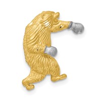 14K and White Rhodium Satin Diamond-cut Boxing Bear Chain Slide view 1