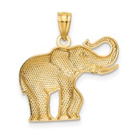 14K Yellow Gold Polished and Satin Elephant Pendant view 3