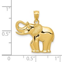 14K Yellow Gold Polished and Satin Elephant Pendant view 4