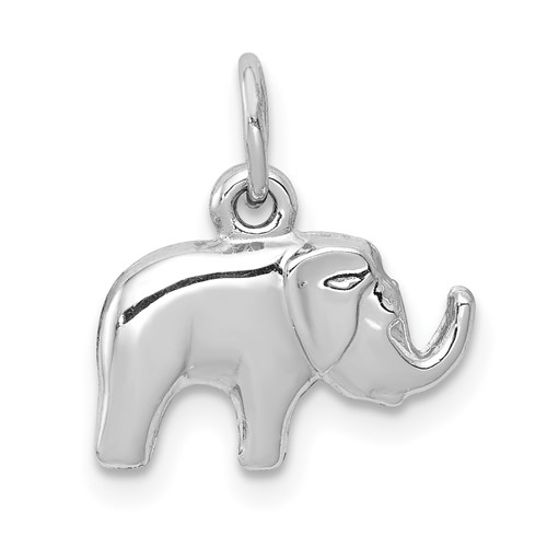 14K White Gold Small Polished Elephant Charm