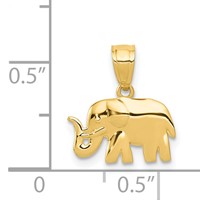 14K Yellow Gold Polished Elephant Pendant view 4