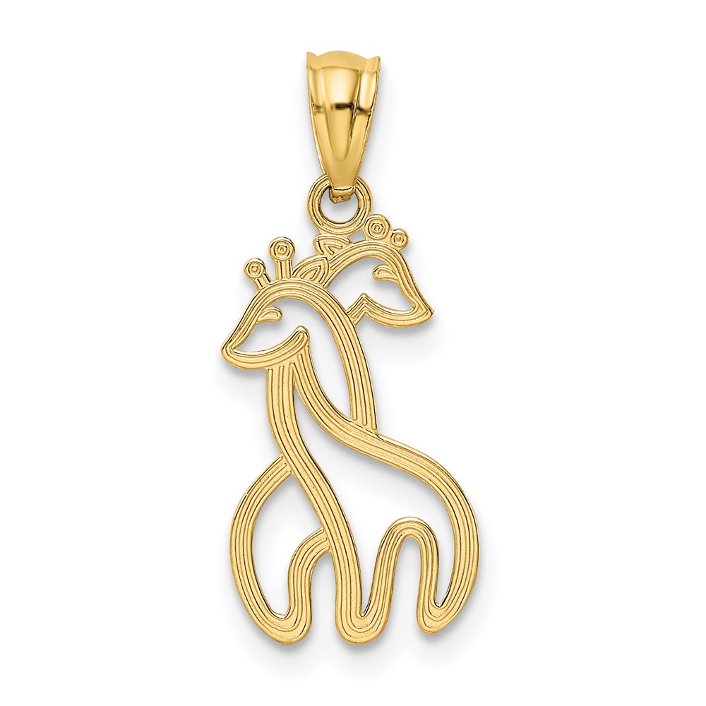 14K Polished Interlocking Giraffes Pendant (K6015)