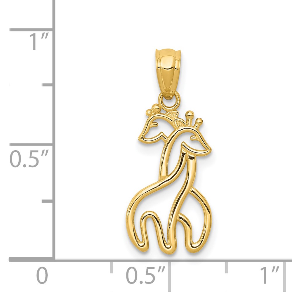 14K Polished Interlocking Giraffes Pendant (K6015)