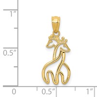 14K Yellow Gold Polished Interlocking Giraffes Pendant view 4
