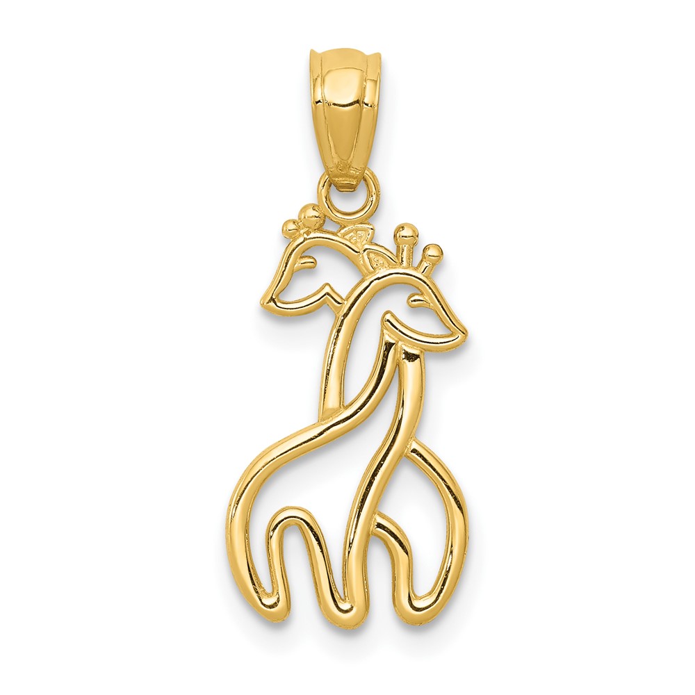 14K Polished Interlocking Giraffes Pendant (K6015)