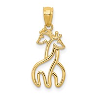 14K Yellow Gold Polished Interlocking Giraffes Pendant view 1