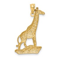 14K and White Rhodium Diamond-cut Polished Giraffe Pendant view 3