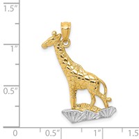 14K and White Rhodium Diamond-cut Polished Giraffe Pendant view 4