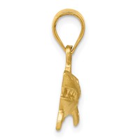 14K Yellow Gold Satin Diamond-Cut Shark Pendant view 2