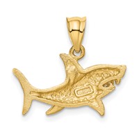 14K Yellow Gold Satin Diamond-Cut Shark Pendant view 3