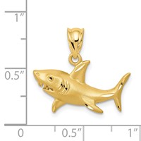 14K Yellow Gold Satin Diamond-Cut Shark Pendant view 4