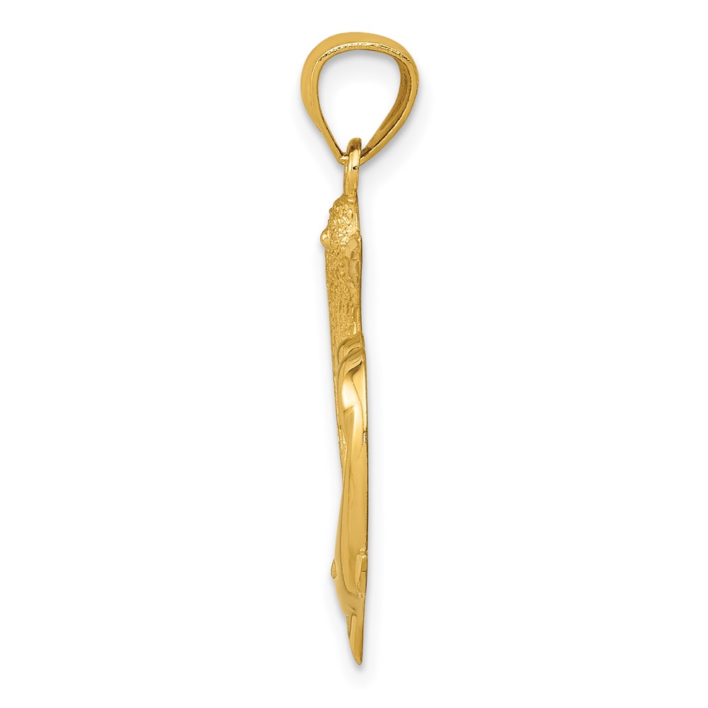 14K D/C Satin and Polished Dolphins Heart Pendant (K6026)