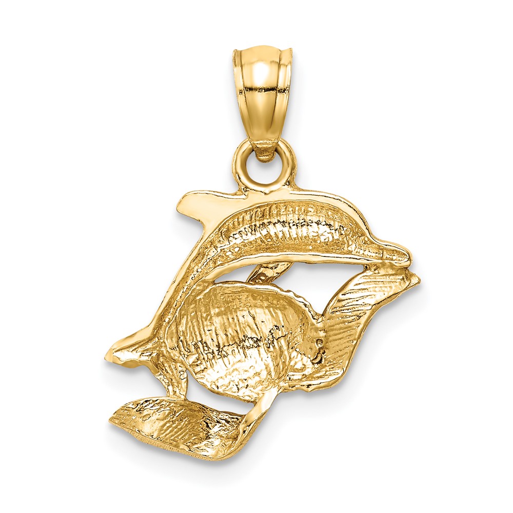 14k Dolphin Pair Pendant (K6027)