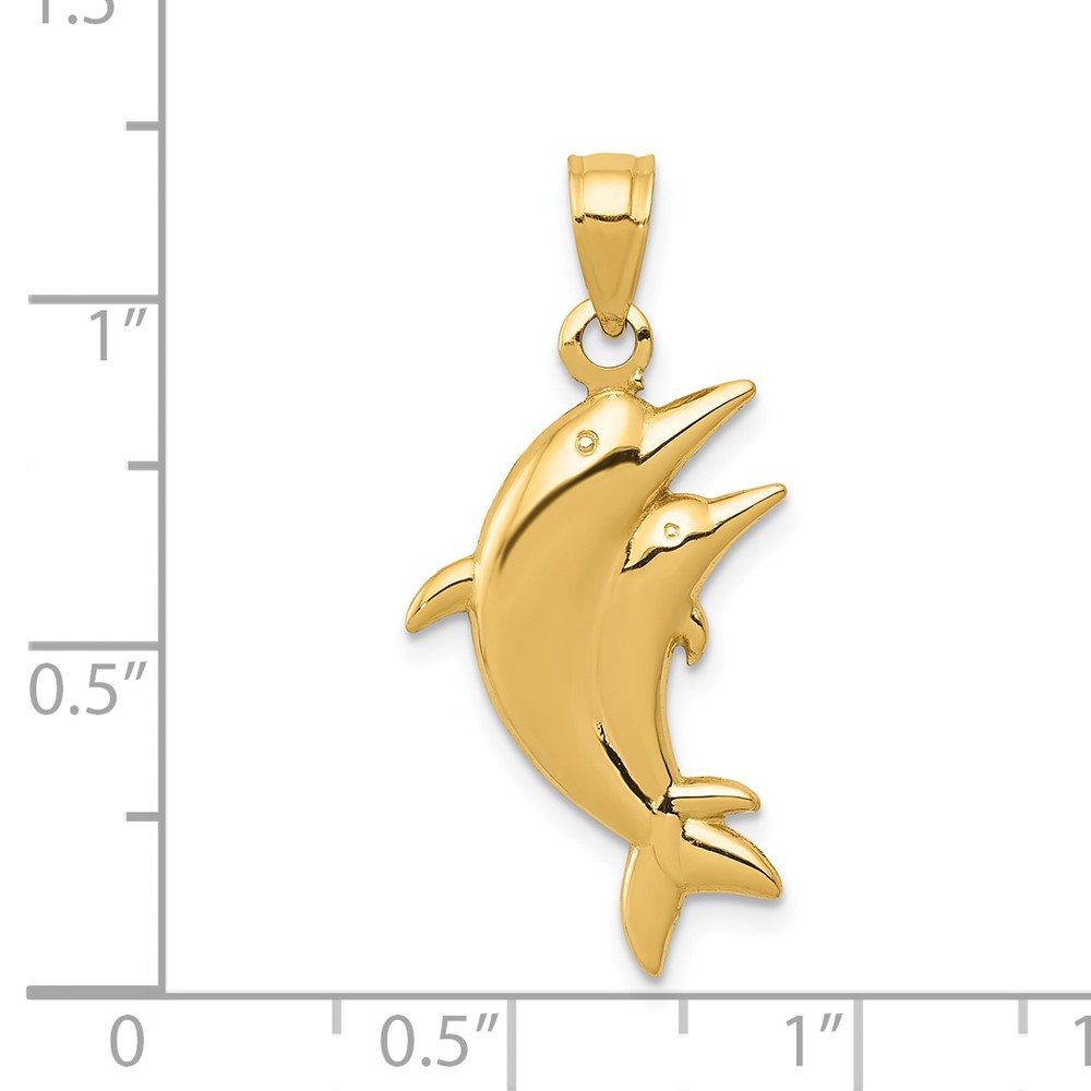 14k Dolphin Pair Pendant (K6027)