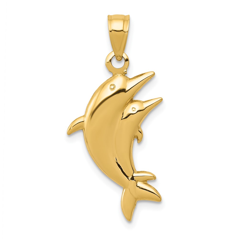 14k Dolphin Pair Pendant (K6027)