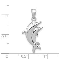 14K White Gold Dolphin Pair Pendant view 4