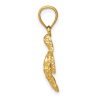 14K Yellow Gold Polished and Textured Diamond-cut Sea Turtle Pendant view 2