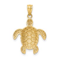 14K Yellow Gold Diamond-cut Polished Sea Turtle Pendant view 3