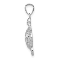 14K White Gold Diamond-cut Polished Sea Turtle Pendant view 2