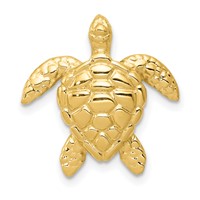 14K Yellow Gold Polished Large Sea Turtle Chain Slide view 1