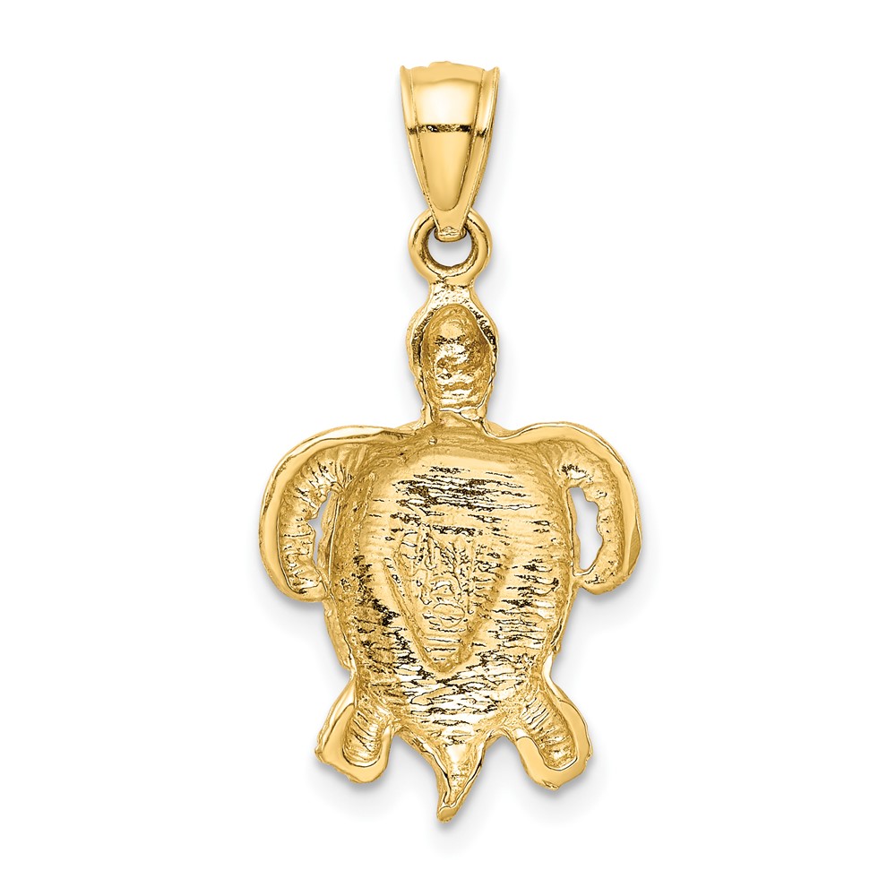14k Polished Created Blue Opal Turtle Pendant (K6037)