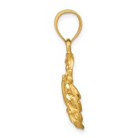 14K Yellow Gold Satin Diamond-cut Crab Pendant view 2