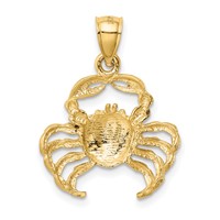 14K Yellow Gold Satin Diamond-cut Crab Pendant view 3