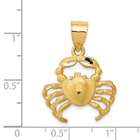 14K Yellow Gold Satin Diamond-cut Crab Pendant view 4