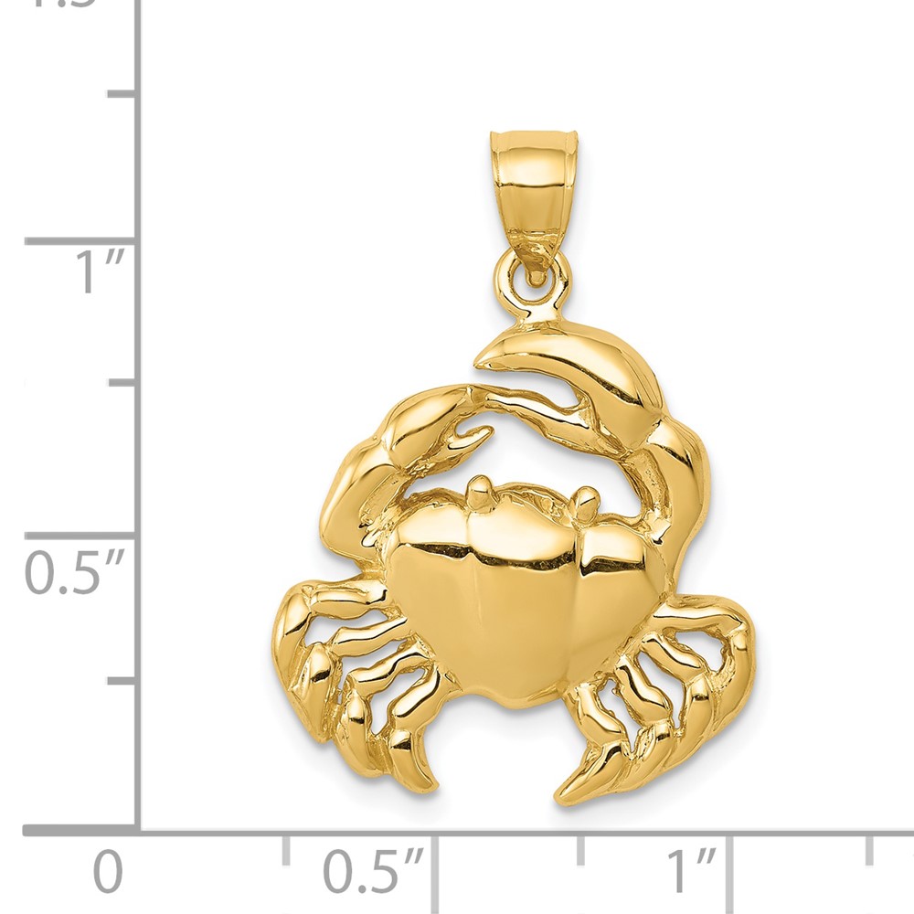 14k Polished Crab Pendant (K6040)