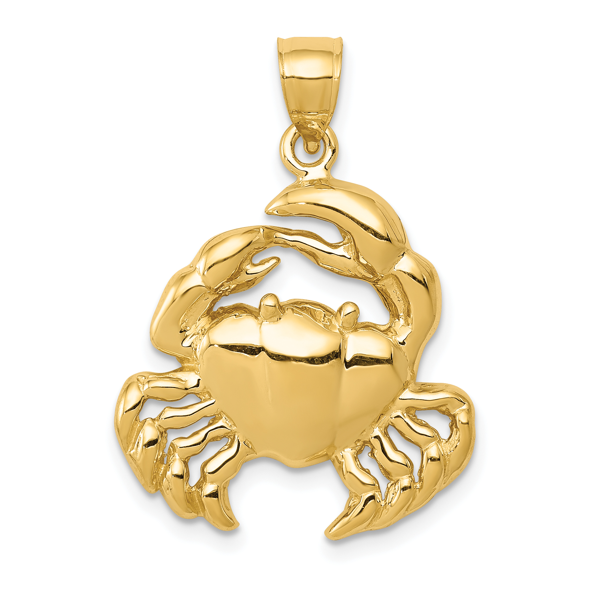 14k Polished Crab Pendant (K6040)