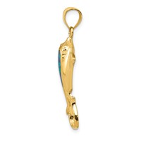 14K Polished Lab Created Blue Opal Stingray Pendant view 2