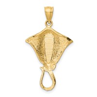 14K Polished Lab Created Blue Opal Stingray Pendant view 3
