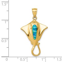 14K Polished Lab Created Blue Opal Stingray Pendant view 4